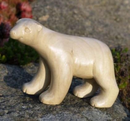 Eisbär-Figur - Handarbeit aus Krokodil-Holz geschnitzt als Geschenk-Idee für Bären-Fans zur Deko Bär