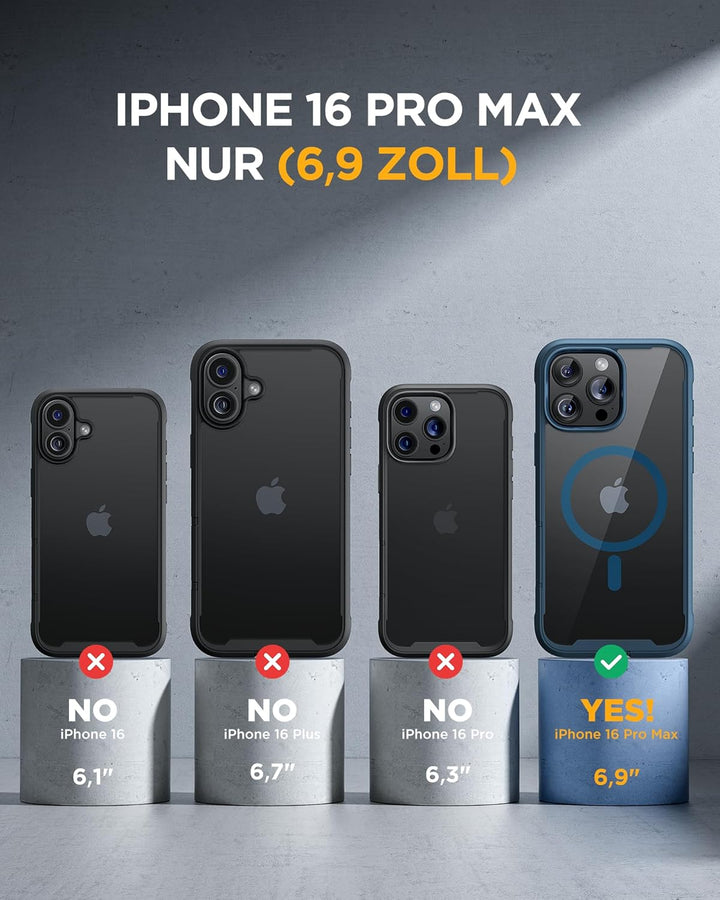 Miracase 360 Grad für iPhone 16 Pro Max Hülle mit Magsafe, Eingebaut Glas Schutzfolie, Komplettschut