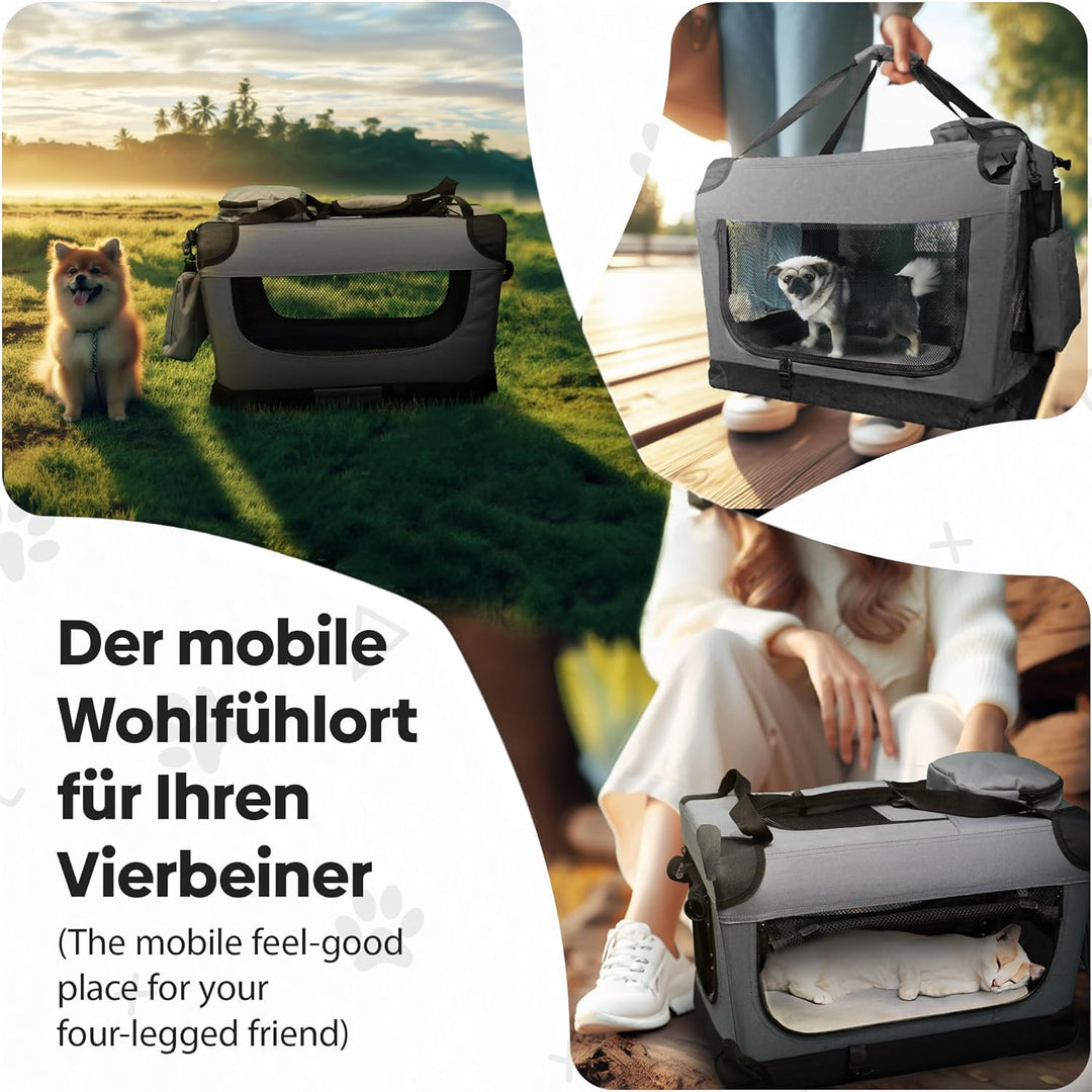 DEFACTO Hundebox faltbar für Auto &amp; Reisen | Hundetransportbox &amp; Hundetasche für Hunde, Katzen &amp; Hau