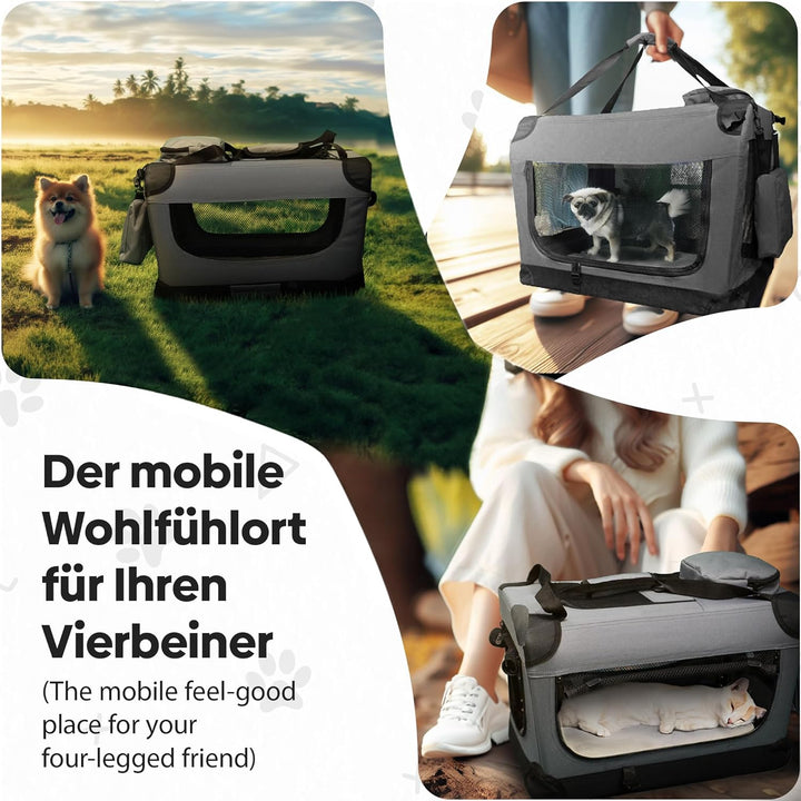 DEFACTO Hundebox faltbar für Auto &amp; Reisen | Hundetransportbox &amp; Hundetasche für Hunde, Katzen &amp; Hau