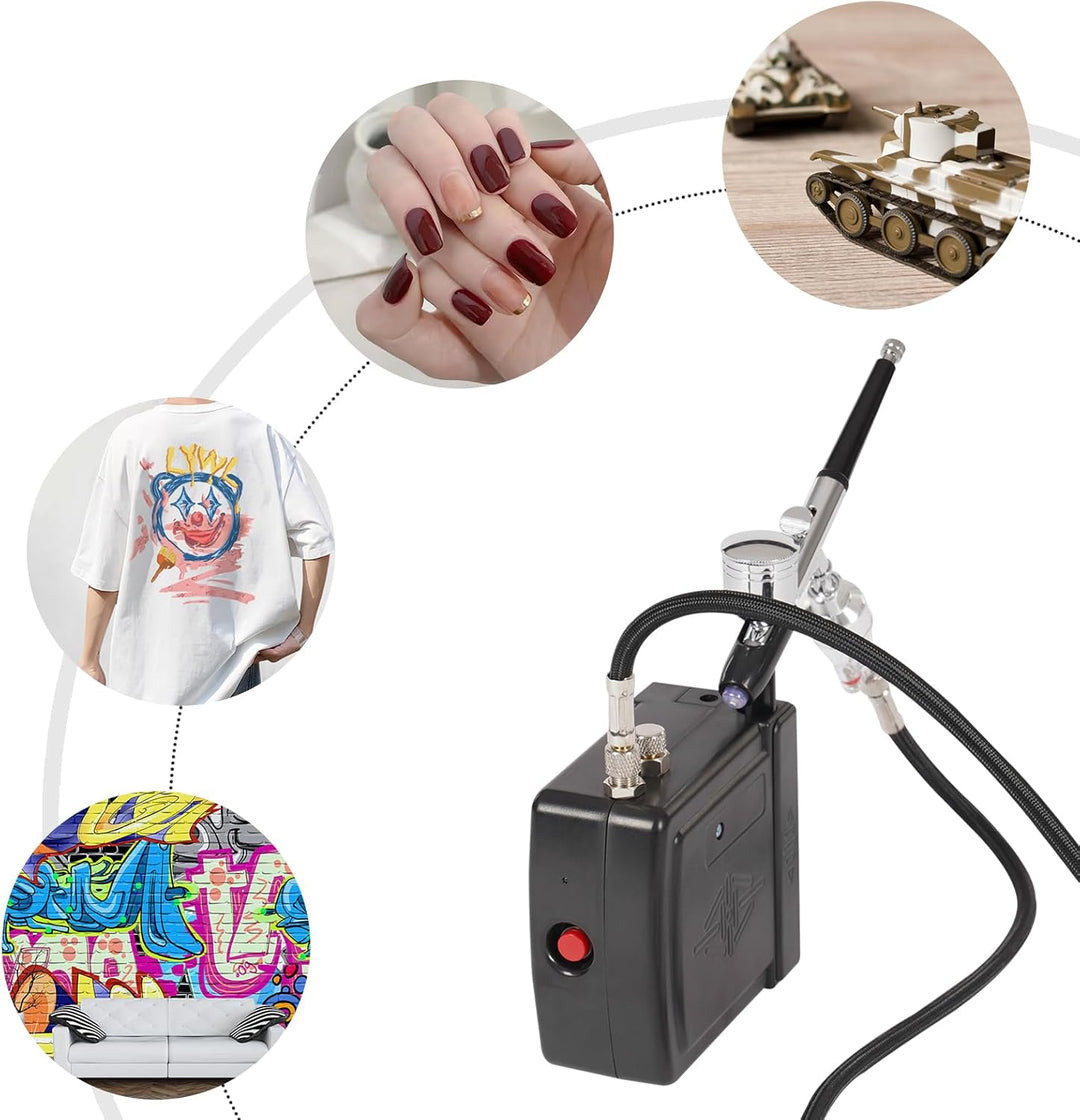 Luftpinsel-Set, Airbrush Set mit Kompressor für Modellbau Nailart Kunstmalerei und DIY Projekte 7cc