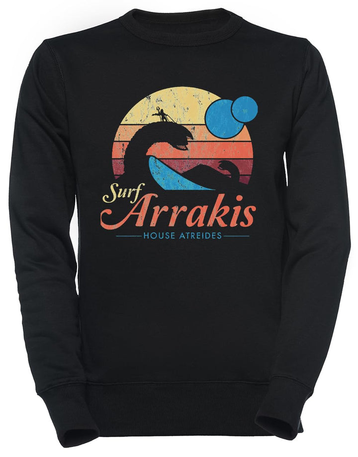 Luxogo Visit Arrakis - Vintage Distressed Surf - Dune - Sci Fi Unisex Schwarzer Pullover Herren Dame