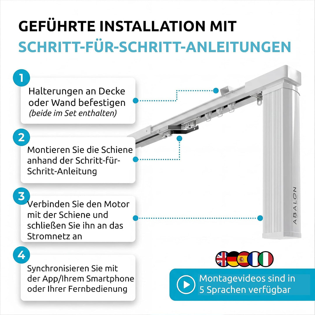 ABALON Elektrische Gardinenschiene, WLAN-Motor, kompatibel mit Alexa, Google Home und der Tuya Smart