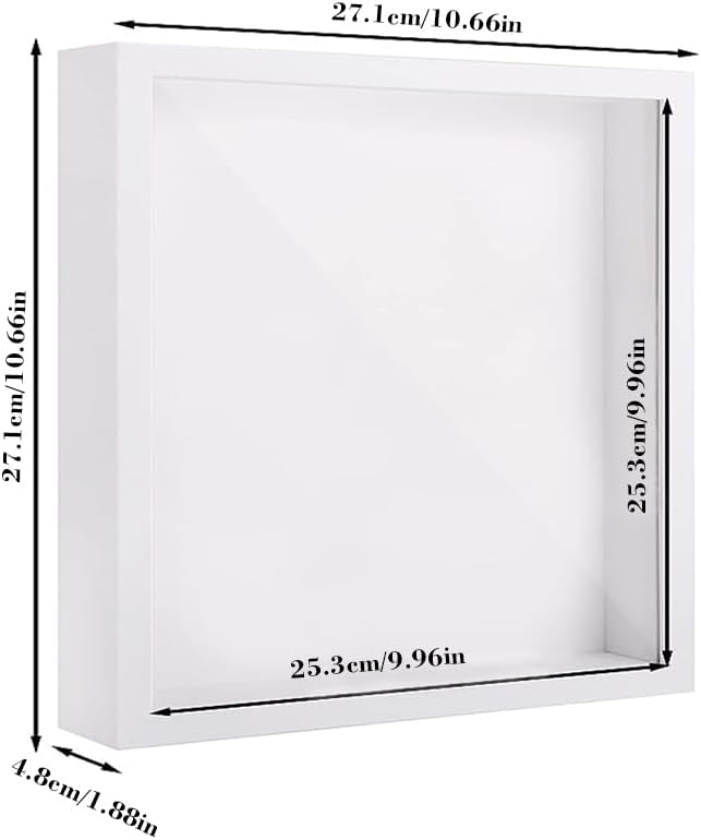 3D Bilderrahmen, 25x25 cm Bilderrahmen Tief, Objektrahmen Tief Bilderrahmen zum Befüllen Rahmen Quad