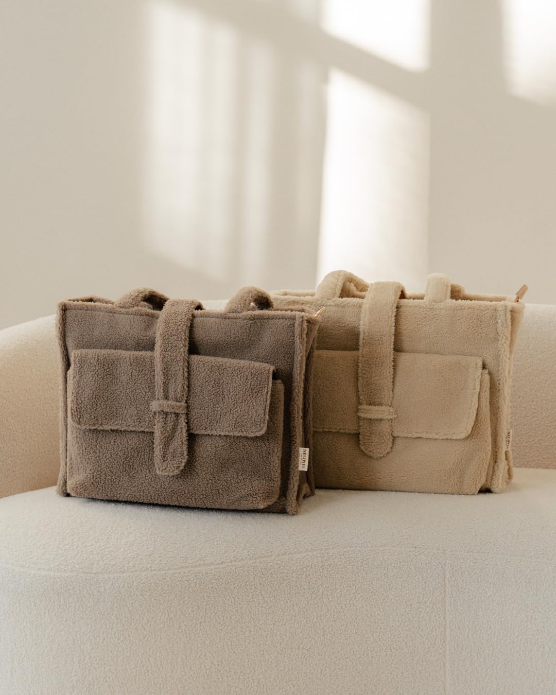 The Brand Wickeltasche Teddy Mom Bag mit Wickelunterlage, Flaschenhalter, Kinderwagenbefestigung, Cr