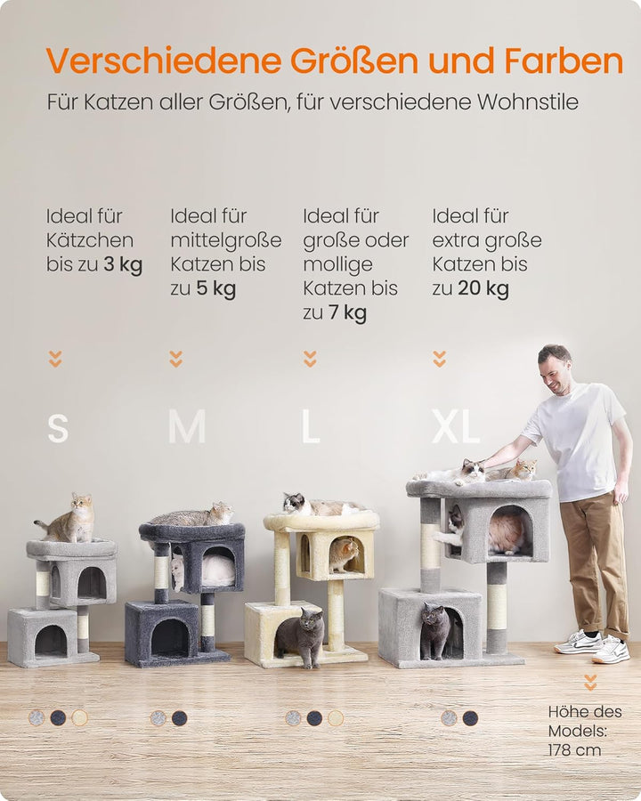 Feandrea Kratzbaum, 84 cm Katzenbaum, L, Katzenhaus für grosse Katzen bis zu 7 kg, grosse Plattform,