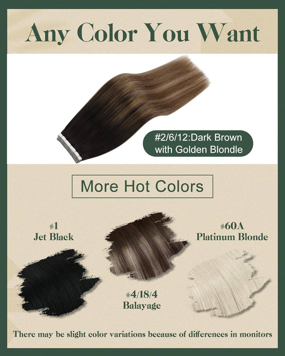 Ugeat 30cm Remy Echthaar Tape Extensions Balayage Dunkelstes Braun bis Mittelbraun und Goldbraun 2/6