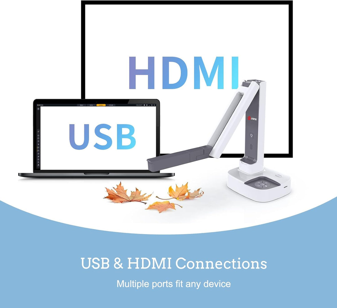 JOYUSING HDMI/USB Dual Mode 13MP Dokumentenkamera/Visualiser mit Licht für Fernunterricht, Webkonfer