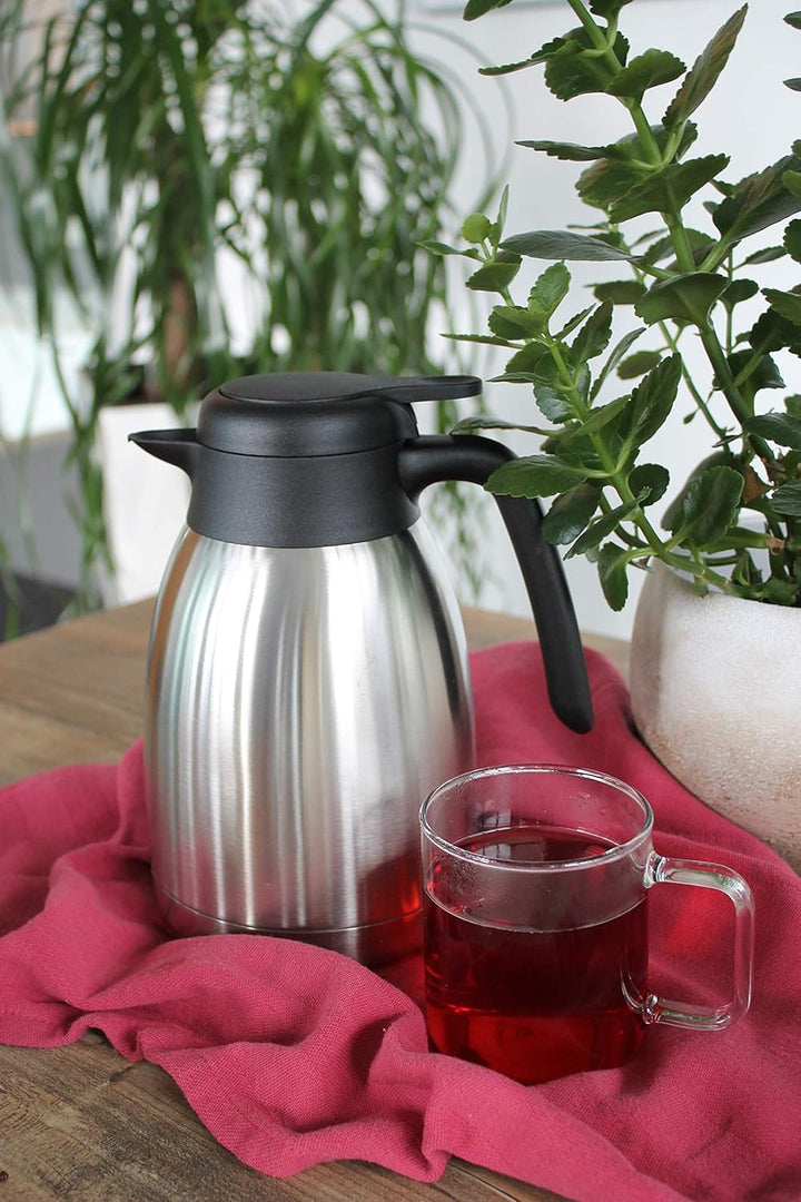 TRINKBASIS Isolierkanne 1,5 L – Thermoskanne aus doppelwandigem Edelstahl für bis zu 10 Tassen Kaffe