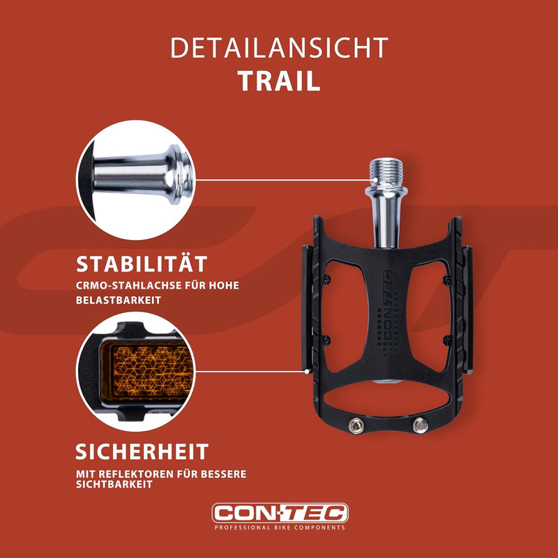 Contec Fahrrad Pedale Trail Alu MTB Freeride CNC CrMo Achse Pins 416g, Trail