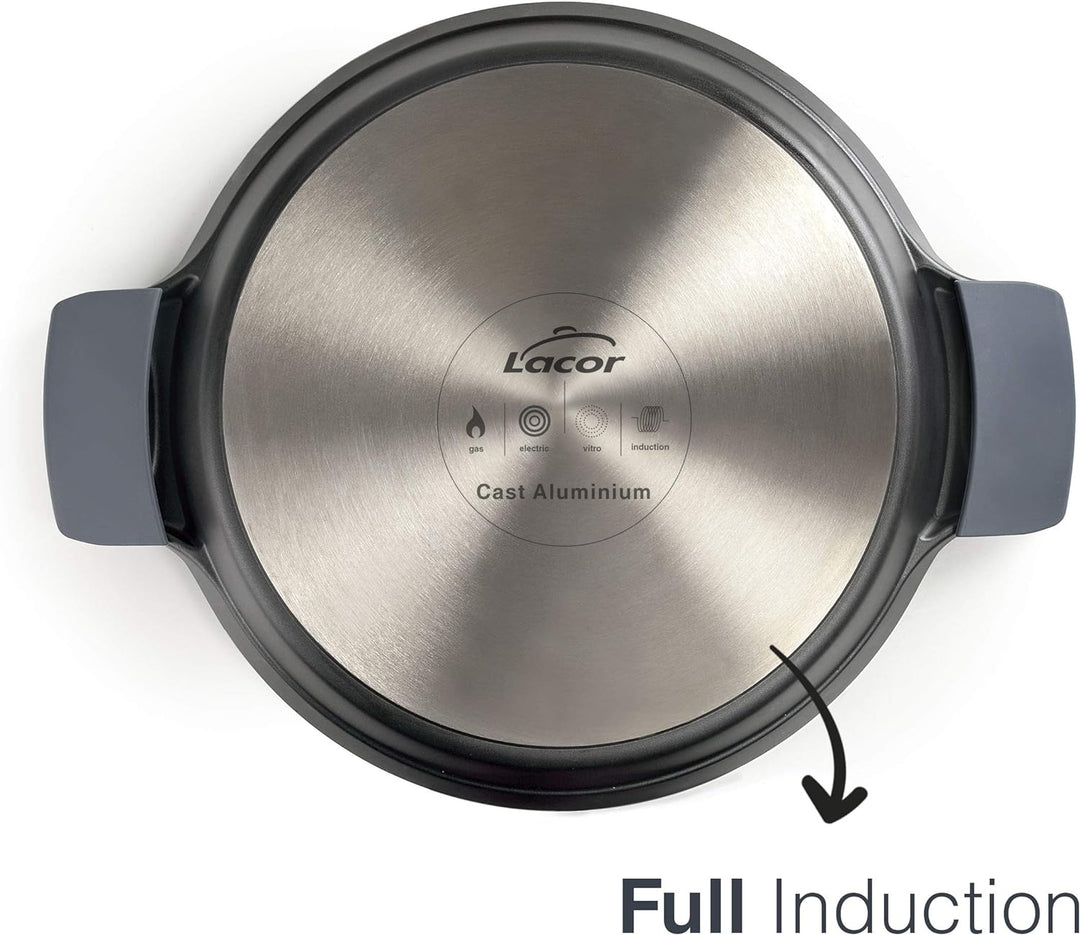 LACOR 25432 Paellapfanne mit Griffen aus Silikon, Antihaftbeschichtung, induktionsgeeignet, umweltfr