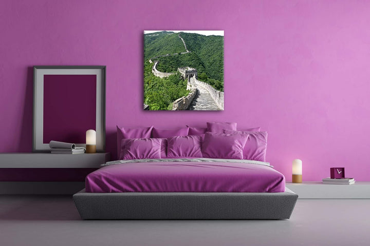deyoli Chinesische Mauer Format: 70x70 als Leinwandbild, Motiv fertig gerahmt auf Echtholzrahmen, Ho