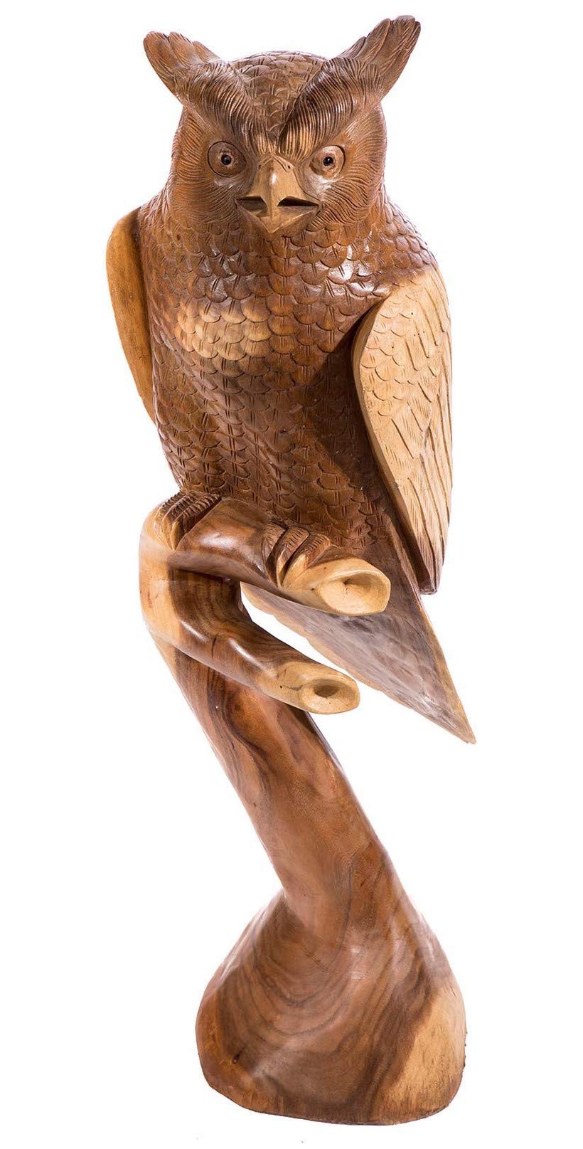 Windalf Deko Holz Eule Rayan h: 100 cm Eulen Figur Gartendeko Handarbeit aus Holz