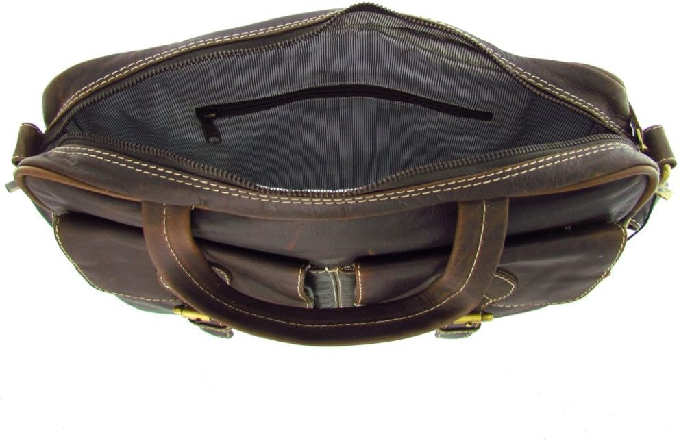 flevado Messenger Aktentasche Lehrertasche Arbeitstasche Vintage Nubuckleder braun 44,0 x 36,0 x 10,