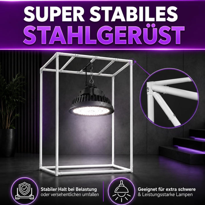 Growzelt/Grow-Gewächshaus-Box 80x80x160 | Stabiles Stahlgerüst, Hoher Reflexionsgrad, Feste Lichtdic