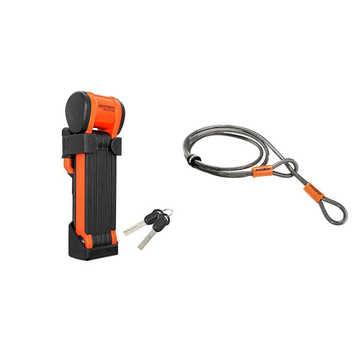 Kryptonite Evolution Schlösser Schwarz 5,4mm/90cm & Schlaufenkabel Krypto Flex 213 cm, ⌀10 mm, grau