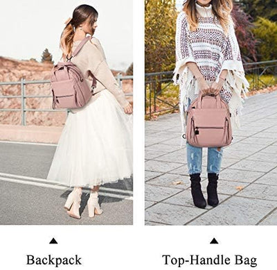 Kasgo Rucksack Damen, Wasserabweisend Kunstleder Casual Daypack Elegant Handtasche für Frauen Hochsc