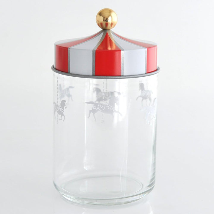 Alessi Circus MW30/100 - Design Hermetisches Glas, aus Seiden-Screened-Glas mit Beilbanddeckel, 100