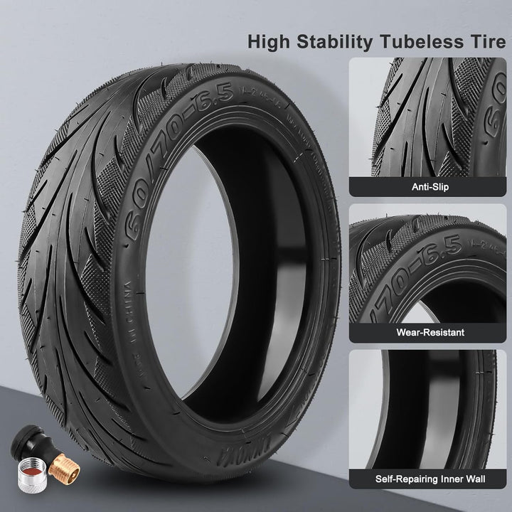 Amitor 60/70-6.5 Tubeless Reifen für Ninebot Max G30, Selbstreparierende Vakuumreifen mit Ventil, E