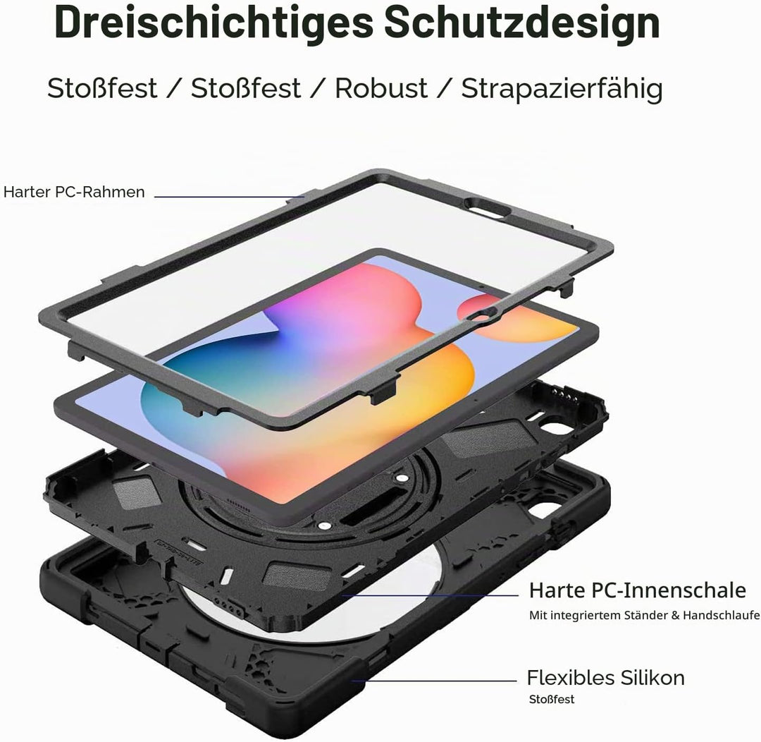 Gerutek Hülle für Samsung Galaxy Tab S6 Lite 10,4 Zoll (2024/2022/2020), Stossfeste Robust Schutzhül