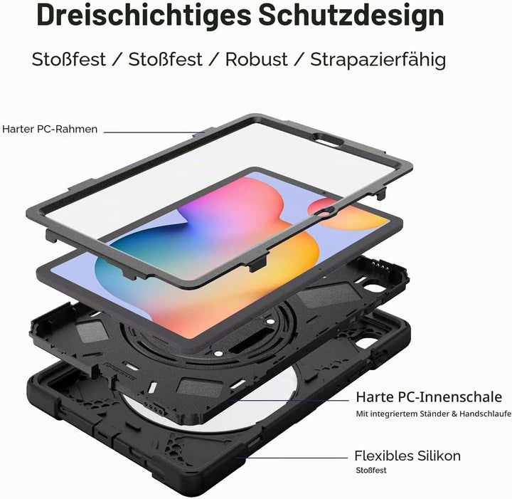Gerutek Hülle für Samsung Galaxy Tab S6 Lite 10,4 Zoll (2024/2022/2020), Stossfeste Robust Schutzhül