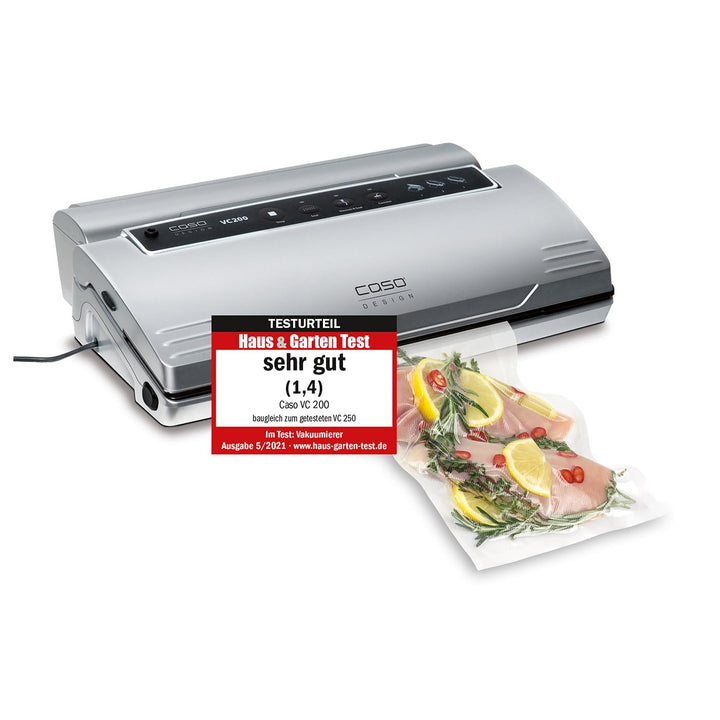 CASO VC200 Vakuumierer - Vakuumiergerät, Lebensmittel bleiben bis zu 8x länger frisch, doppelte Schw