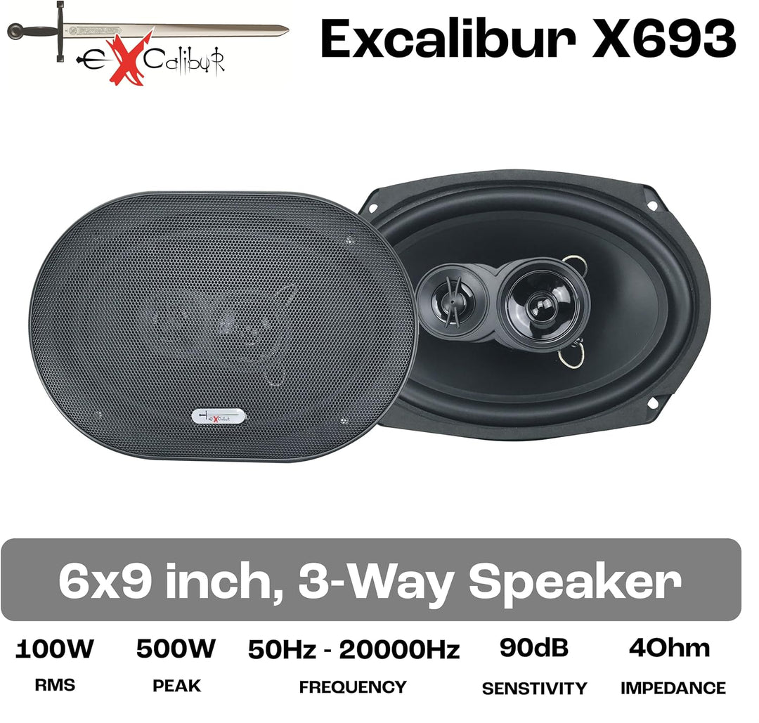 Excalibur X693 3 Wege Auto Lautsprecher 16 x 23 cm/6 x 9 500 W Paar Preis für viele Ford, Mazda oder