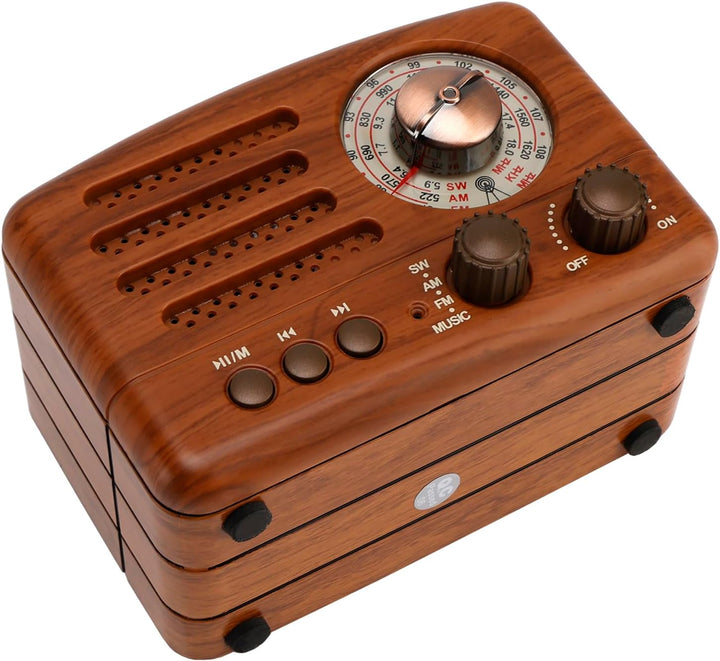 Topteng Retro Radio Bluetooth Lautsprecher, AM/FM/SW Nostalgie Radio, Kofferradio mit USB/TF-Karte,