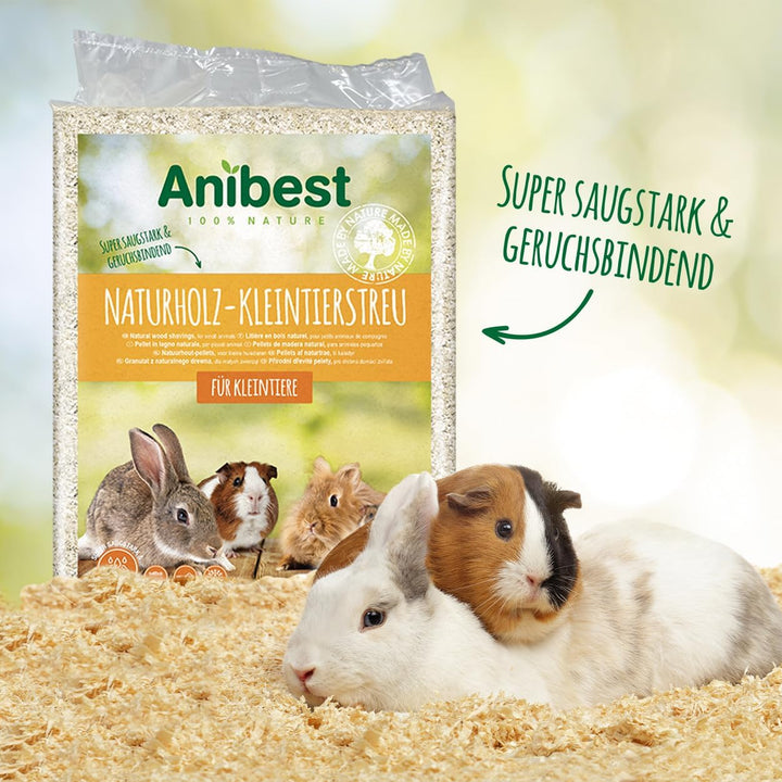 Anibest Kleintierstreu, 100% natürliche Einstreu für Kaninchen, Hamster, Meerschweinchen & Co, saugf