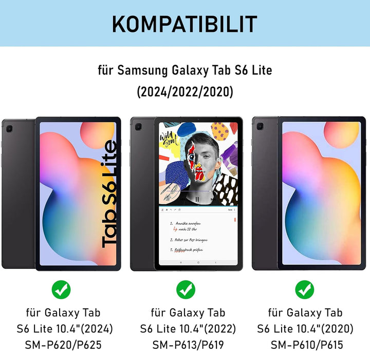 Hülle mit Tastatur für Samsung Galaxy Tab S6 Lite 2024/2022/2020, Schutzhülle mit Pencil Halter Wire