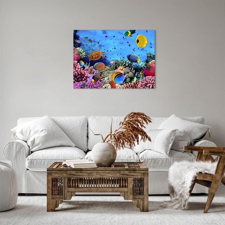 ARTTOR Bilder auf Leinwand Korallenriff Leinwandbild mit Rahmen 70x50cm Wandbilder Dekoration Wohnzi