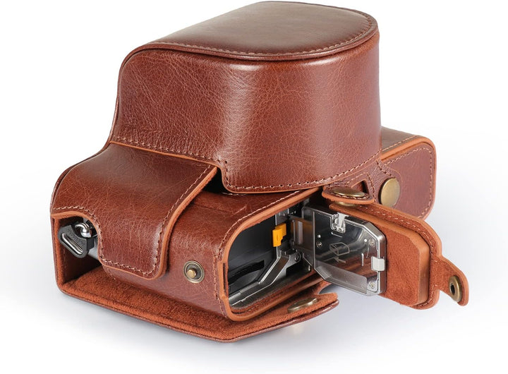 MegaGear Ever Ready Echtleder-Kameratasche kompatibel mit Nikon Z fc (16-50 mm) (Brown), MG2011, Bro