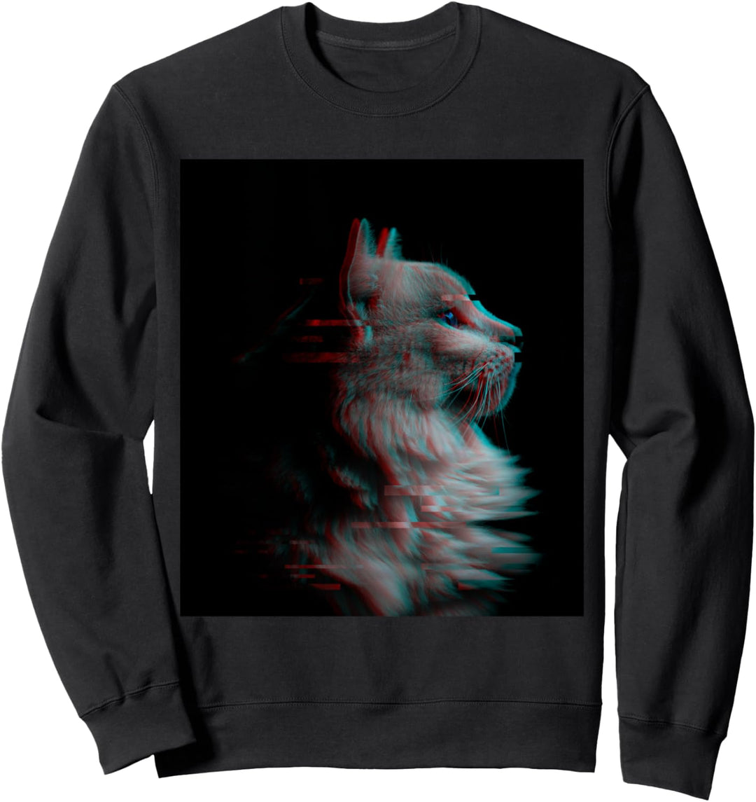 Vaporwave Cat Katze Glitch Sweatshirt