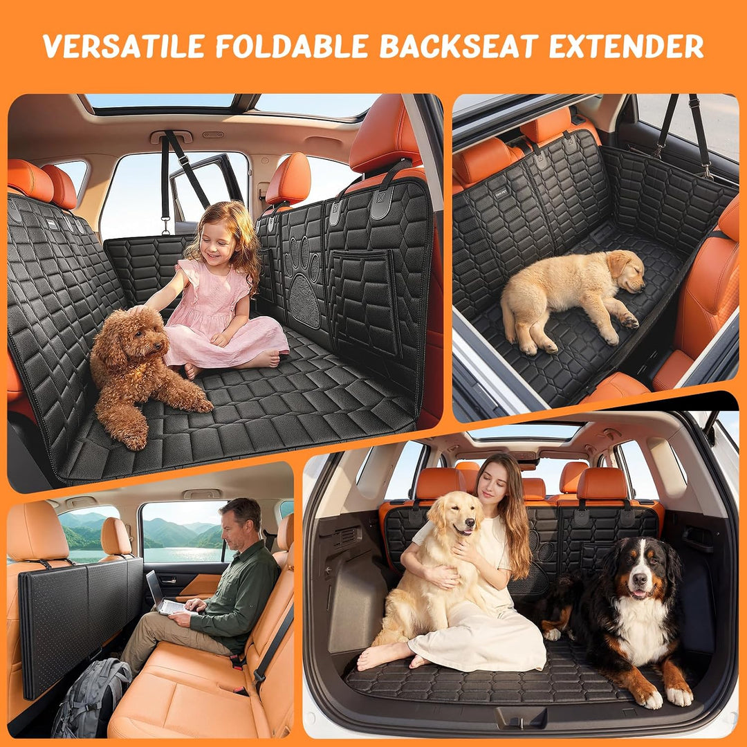 Hunderücksitz-Erweiterung Auto, Hunde Autositz Schutzdecke mit Hartboden bis 204 kg belastbar, Klapp