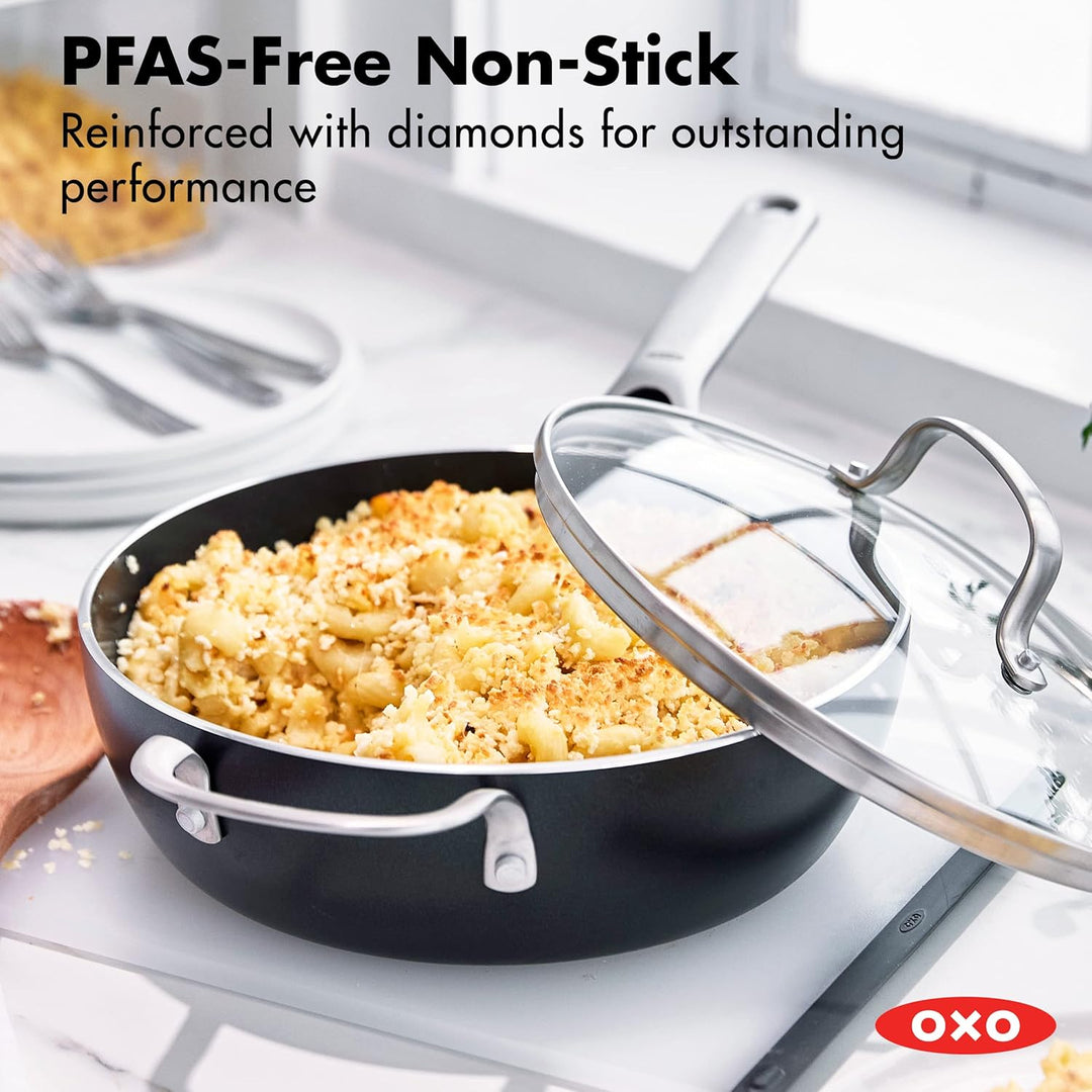 OXO Agility 3QT Kochtopf mit Glasdeckel, Keramik-Antihaft-Kochgeschirr, PFAS-frei, induktionsgeeigne