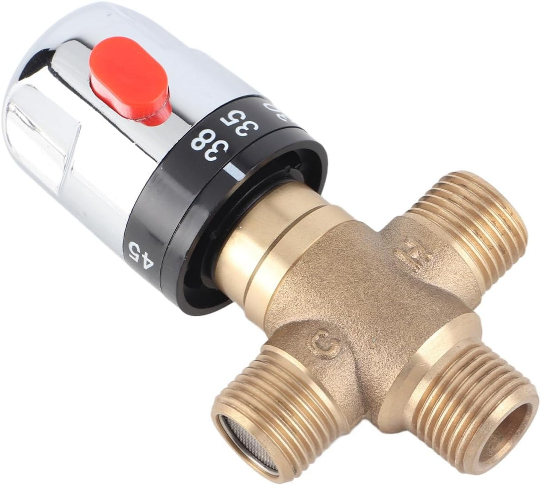 Demeras Thermostatmischventil Messing Thermostatsteuerung Wassermischmischventil Temperaturrohrbecke