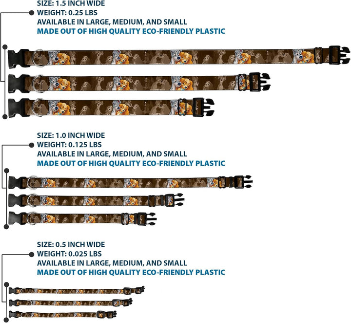 Buckle-Down PC-WDY372-S Kunststoff-Clip-Halsband für Damen und Trampfe, 2-Positionen/Spaghettitüss S