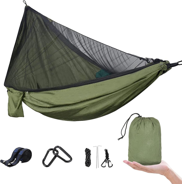 UPhitnis Hängematte Outdoor mit Moskitonetz 600lb Traglast Atmungsaktiv Ultraleicht Fallschirm Nylon