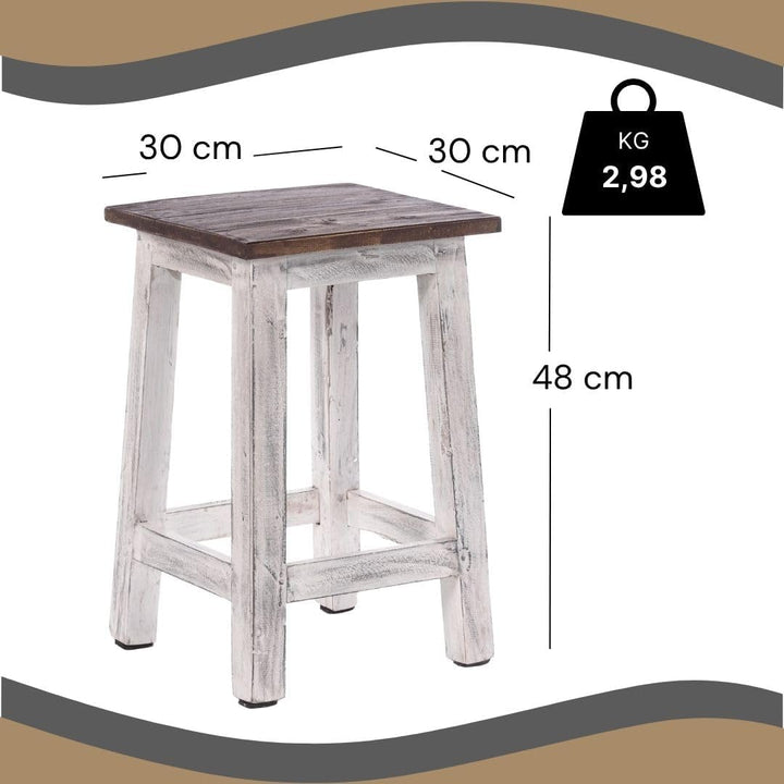 DESIGN DELIGHTS RUSTIKALER Holz SITZHOCKER Madero | 48x30x30 cm (HxBxT), Recyclingholz | Holzhocker