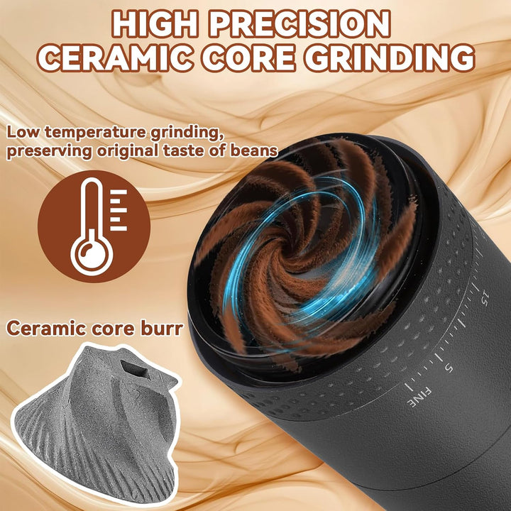 Kaffeemühle Elektrisch, USB Wiederaufladbare Tragbare Kaffemühle mit 38-stufiger Mahlgrad-Einstellun