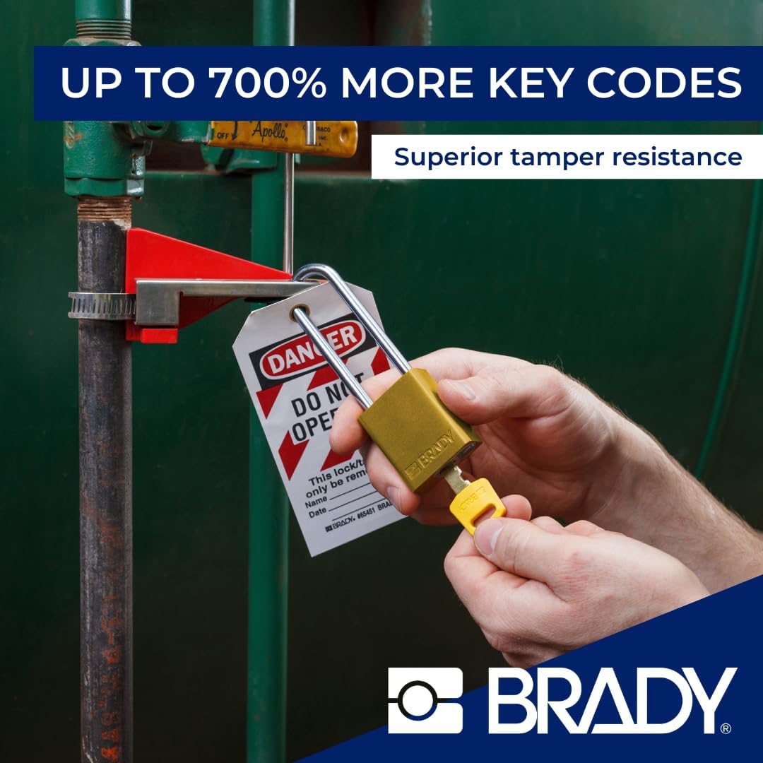 Brady SafeKey Vorhängeschloss Aluminium 1er-Pack - Lockout Schloss mit Schlüssel - Lockout Tagout Si