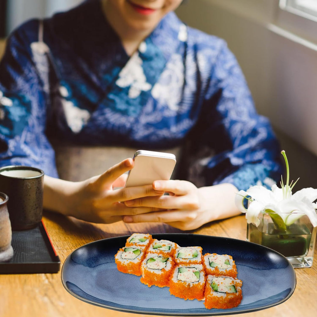 Luxshiny Tablett Servierplatte Servierplatten Keramikfischplatte Abendessen Teller für Sushi- Snacks