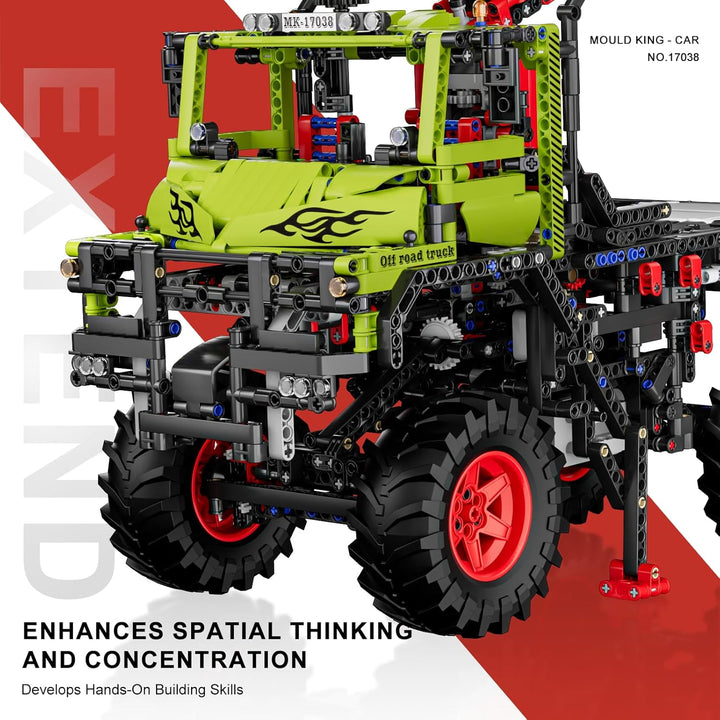 Mould King Geländewagen Bauset, Konstruktions-Baukasten für Allrad-Offroad-Truck Modell mit Motor, 2