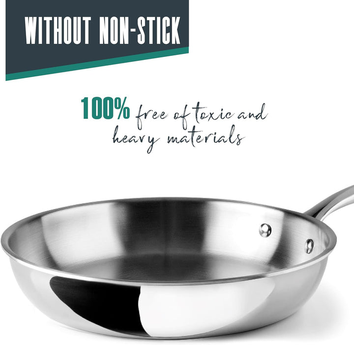 LACOR - 60848 - Trichef Bratpfanne, 18 cm, 18/10 Edelstahl Und Aluminium Dreilagiger, Ergonomischer