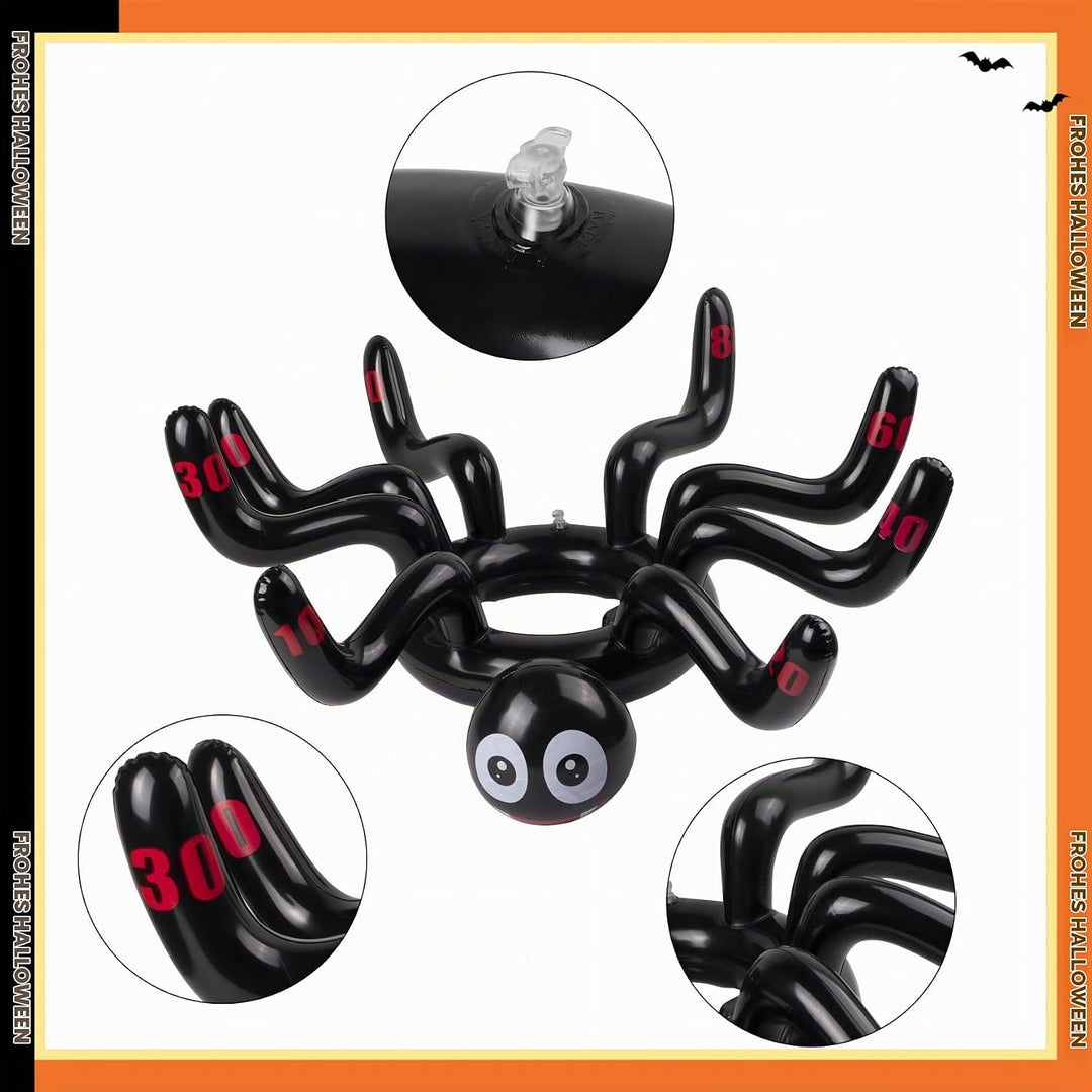 WOFEU Halloween Ringwurfspiele,Aufblasbare Spinnen Hexenhut Ringwurfspiel für Kinder,Halloween Party