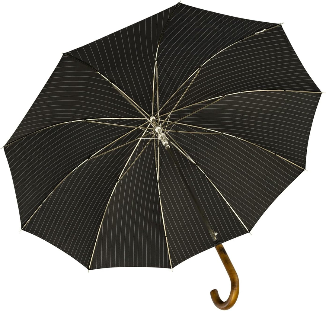 iX-brella Herren-Stockschirm Automatik mit Echtholz-Rundhakengriff - Nadelstreifen Pinestripe, Pines