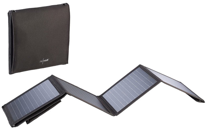 revolt Solarpanel faltbar: 28-Watt-Solar-Ladegerät mit 2 USB-Anschlüssen (5V/4,8A), faltbar, IPX4 (S
