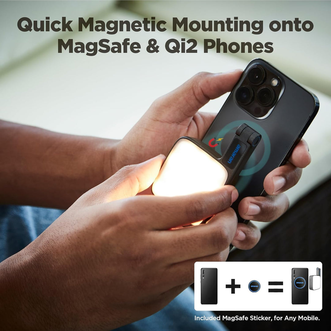 Amaran Go Magnetisches Selfie-Telefonlicht, kompatibel mit MagSafe & Qi2 Magneten, Dual-LED-Lichtque
