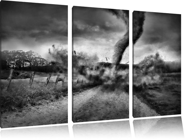 Pixxprint Tornado als Leinwandbild/Grösse: 3 Teilig (120x80 cm) cm/Wandbild/Kunstdruck/fertig bespan