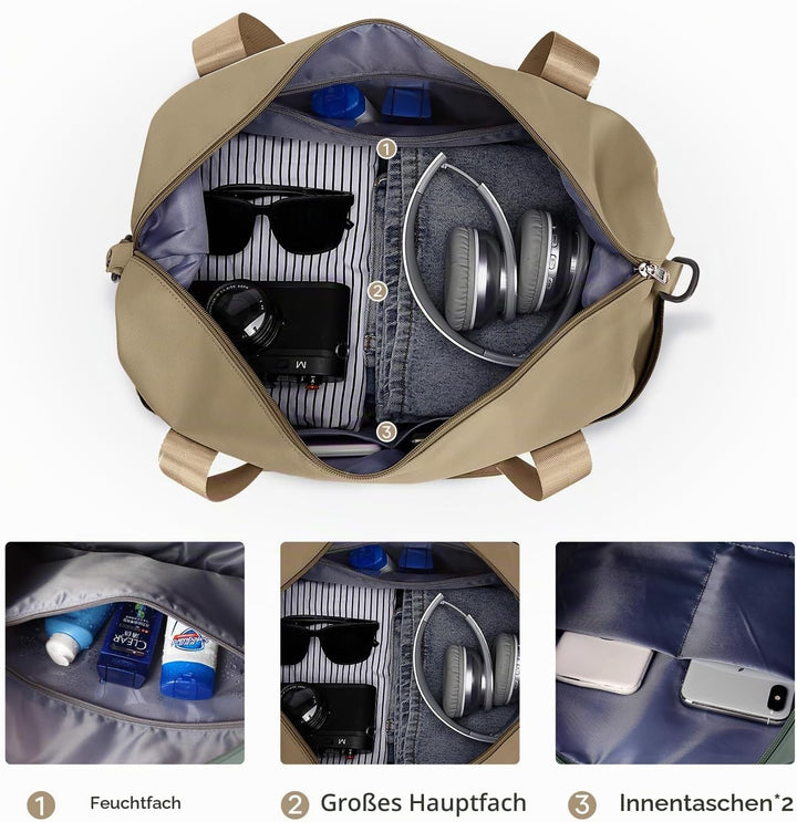 Reisetasche Damen Sporttasche 40x20x25 Ryanair Handgepäck Tasche Weekender Bag Schwimmtasche Wasserd